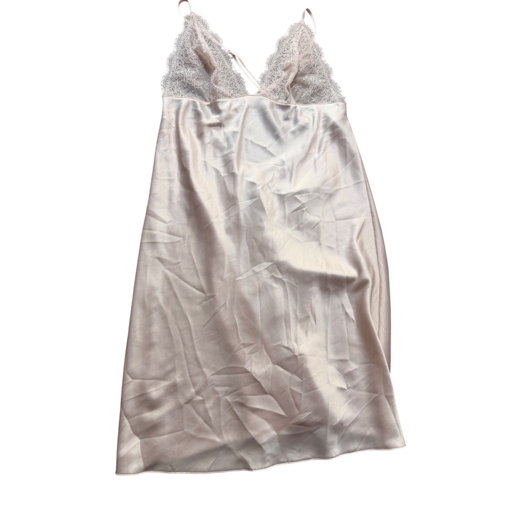 Victoria's Secret Satin Lace Trim Slip Nightgown Size L